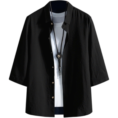 FUZHIHUA メンズ シャツ 七分袖 夏服 半袖 おしゃれ カジュアル ゆったり 無地 大きいサイズ カジュアルシャツ お洒落 トップス 軽量 通気性 柔らかい 人気服